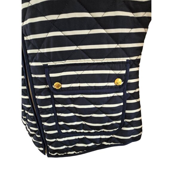 Striped Quilted Vest Large Navy/White with Pockets cottagecore warm winter chic - Picture 3 of 6